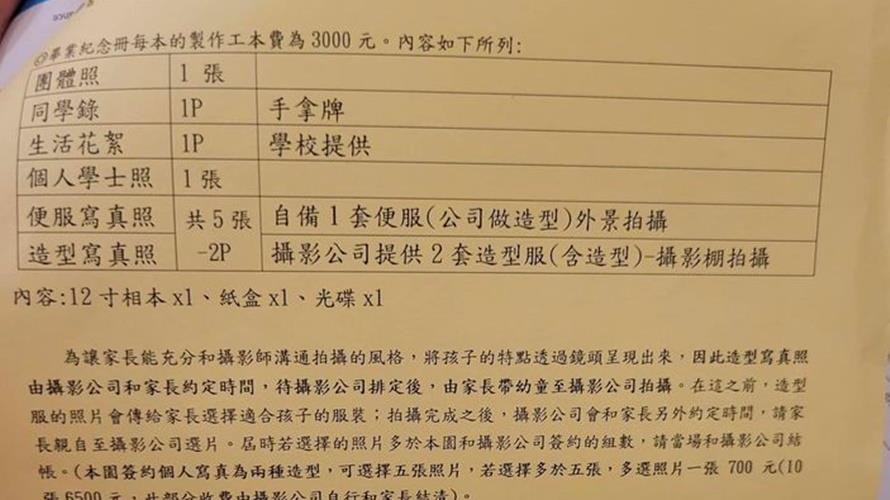 畢業紀念冊要3000元引熱議。(圖/翻攝匿名公社臉書)
