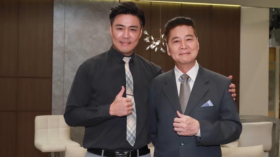 劉尚謙(右)與劉至翰(左)父子同台飆戲。(圖/民視提供)