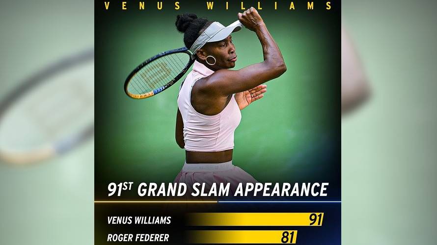 大威第91場大滿貫比賽，是現任選手中最多。（圖／翻攝自US OPEN IG）